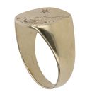 9ct Yellow Gold 0.02ct Diamond Patterned Signet Ring