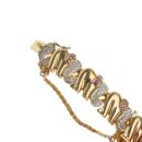 18ct Yellow Gold 1.40ct Brilliant Cut Diamond and Ruby Elephants Bracelet 7"