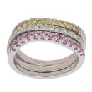 18ct White Gold 0.30ct Brilliant Cut Diamond and Yellow and Pink Sapphire  Wave Eternity Ring