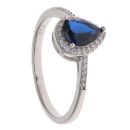 Silver Cubic Zirconia and Blue Gemstone Cluster Ring By Icesia