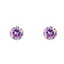 9ct Yellow Gold Lilac Cubic Zirconia Stud Earrings 6mm