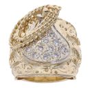 9ct Yellow Gold Cubic Zirconia Patterned Saddle Ring