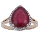 9ct Yellow Gold Ruby and Cubic Zirconia Cluster Ring