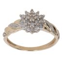 9ct Yellow Gold 0.25ct Brilliant Cut Diamond Cluster Ring