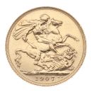 1907 Edward VII Large Head UK Full Sovereign coin