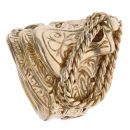 9ct Yellow Gold Patterned Saddle Ring