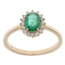 9ct Yellow Gold 0.11ct Diamond and Emerald Cluster Ring