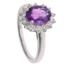 18ct White Gold 0.54ct Brilliant Cut Diamond and Amethyst Cluster Ring