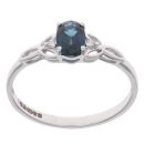 9ct White Gold 0.03ct Diamond and Sapphire Ring