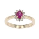 Anya Belle 9ct Yellow Gold Diamond And Ruby Oval Cluster Ring