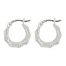 Silver Frosted Bamboo Hoop Earrings By Icesia