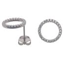 Silver Cubic Zirconia Circle Stud Earrings By Icesia