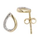 Gold Plated Silver Diamond Tear Drop Stud Earrings