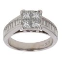 18ct White Gold 1.75ct Princess and Baguette Cut Diamond Cluster Ring