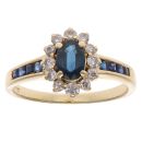 18ct Yellow Gold 0.25ct Diamond and Sapphire Cluster Ring