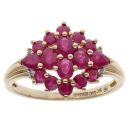 9ct Yellow Gold 0.02ct Diamond and Ruby Cluster Ring
