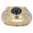 18ct Yellow Gold 0.45ct Brilliant Cut Diamond And Sapphire Cabochon Ring