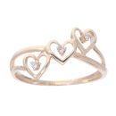 9ct Yellow Gold Triple Heart Diamond Ring
