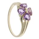 9ct Yellow Gold Amethyst Heart Clover Ring