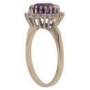 18ct Yellow Gold 0.20ct Round Brilliant Cut Diamond and Amethyst Cluster Ring