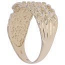 9ct Yellow Gold 0.01ct Diamond Three Row Keeper Buckle Ring
