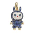 14ct Yellow Gold Blue Gemstone Bunny Pendant