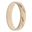 18ct Yellow Gold Patterned Leaves Wedding Band 4mm