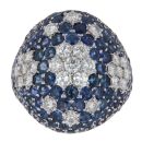 14ct White Gold 1.40ct Brilliant Cut Diamond and Sapphire Cluster Ring
