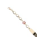 14ct Yellow Gold Child's Red & White Enamel Flower ID 6" Bracelet