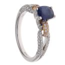 18ct Yellow and White Gold 0.64ct Brilliant Cut Diamond and Sapphire Ring