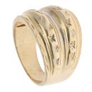 9ct Yellow And White Gold Diamond Cut Domed Ring
