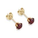 9ct Yellow Gold 4mm Garnet Cubic Zirconia Stud Earrings