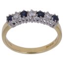 18ct Yellow Gold 0.15ct Diamond and Sapphire Half Eternity Ring