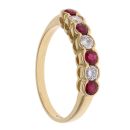 18ct Yellow Gold 0.30ct Brilliant Cut Diamond and Ruby Half Eternity Ring