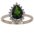 9ct Yellow Gold 0.10ct Diamond and Diopside Cluster Ring