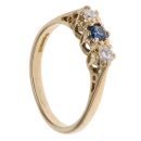 18ct Yellow Gold 0.15ct Diamond and Sapphire Three Stone Ring