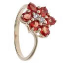 9ct Yellow Gold Orange Sapphire and Cubic Zirconia Cluster Ring