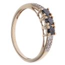 9ct Yellow Gold 0.05ct Diamond and Sapphire Three Stone Ring