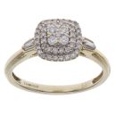 9ct Yellow Gold 0.27ct Brilliant and Baguette Cut Diamond Cluster Ring