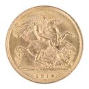 1914 George V Large Head UK Half Sovereign Coin