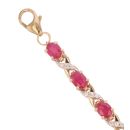 9ct Yellow Gold Cubic Zirconia and Ruby Bracelet 7"