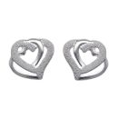 Silver Entwined Heart Stud Earrings By Icesia