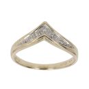 9ct Yellow and White Gold 0.05ct Brilliant Cut Diamond Wishbone Ring