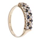 9ct Yellow Gold Cubic Zirconia and Sapphire Two Row Ring