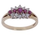 9ct Yellow Gold 0.20ct Brilliant Cut Diamond and Ruby Cluster Ring