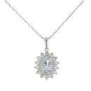 9ct White Gold 0.55cts Diamond And Topaz Pendant And 18" Chain
