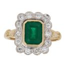 18ct Yellow Gold 0.35ct Emerald and Brilliant Cut Diamond and Emerald Cluster Ring