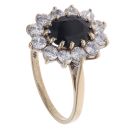 9ct Yellow Gold Sapphire and Cubic Zirconia Cluster Ring