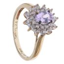 9ct Yellow Gold 0.24ct Diamond and Tanzanite Cluster Ring