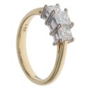 18ct Yellow Gold 1.00ct Princess Cut Diamond Trilogy Ring
